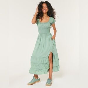 Hollister Saidie Short-Sleeve Tie-Back Midi Dress NWT Size Small Petite